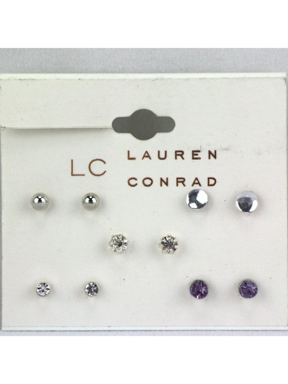 LC Lauren Conrad Earrings 5 Pairs Multi-Color 1/8"-3/16" Rhinestone Stud